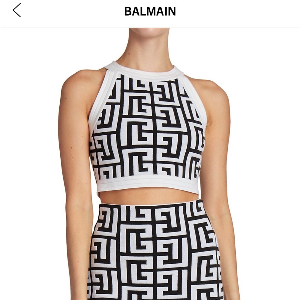 SOLD NWT Balmain Monogram Cropped Top - Picture 2 of 7